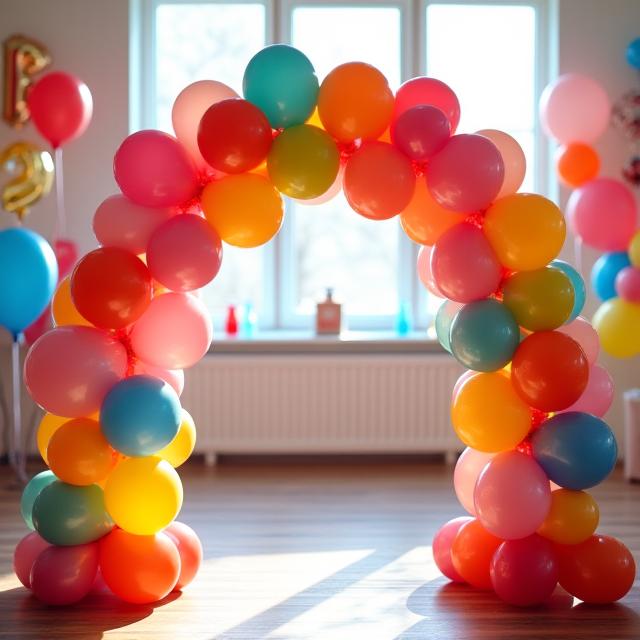 Colorful balloon arch props