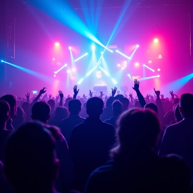 Festival crowd with lighting effects