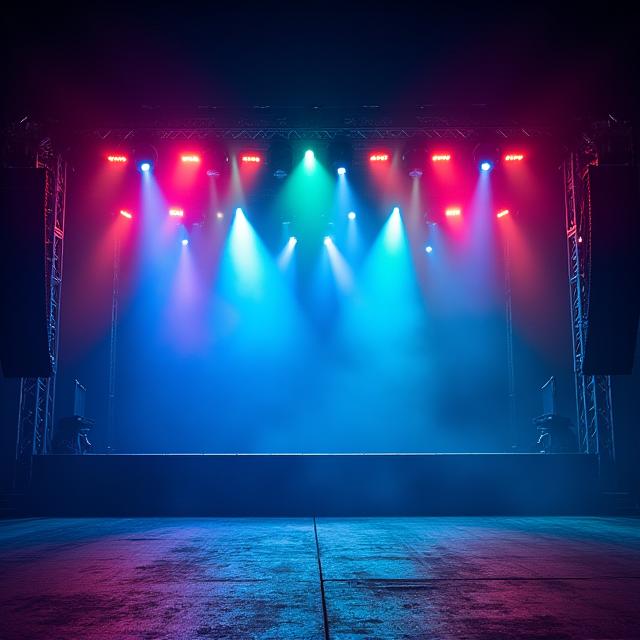 Festival stage with professional lighting