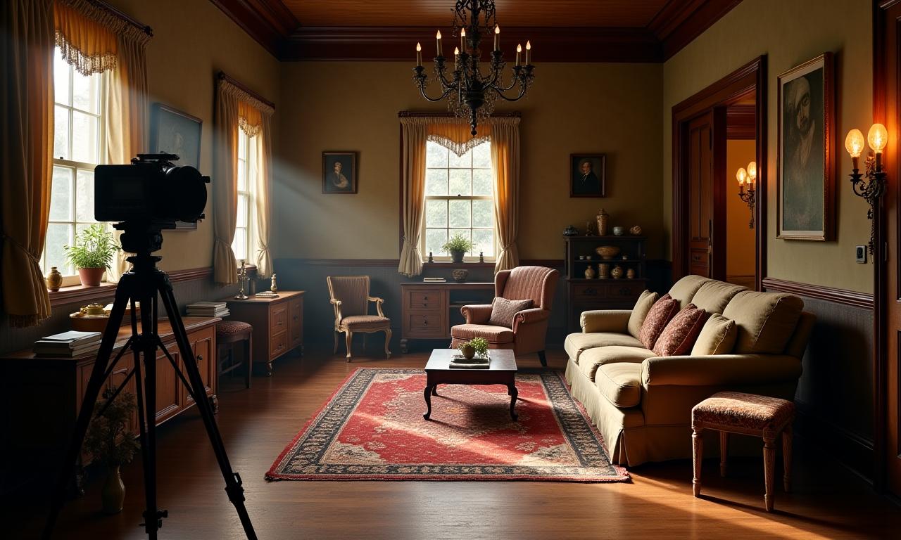 Film set with vintage props