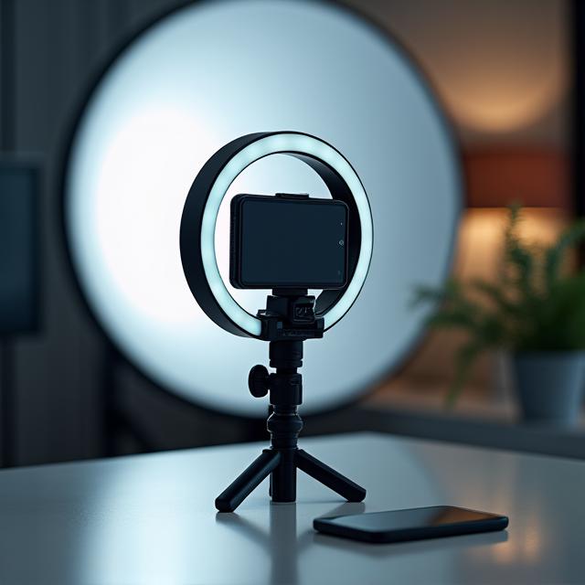 LED ring light setup for content creation