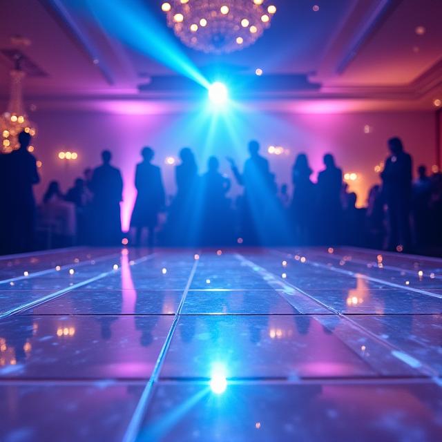 Wedding dance floor with elegant lighting